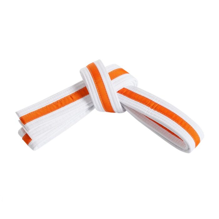 Double Wrap Striped White Martial Arts Belt