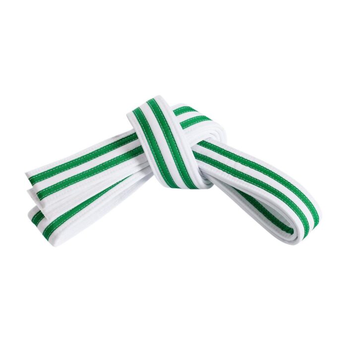 Double Wrap Double Striped White Martial Arts Belt