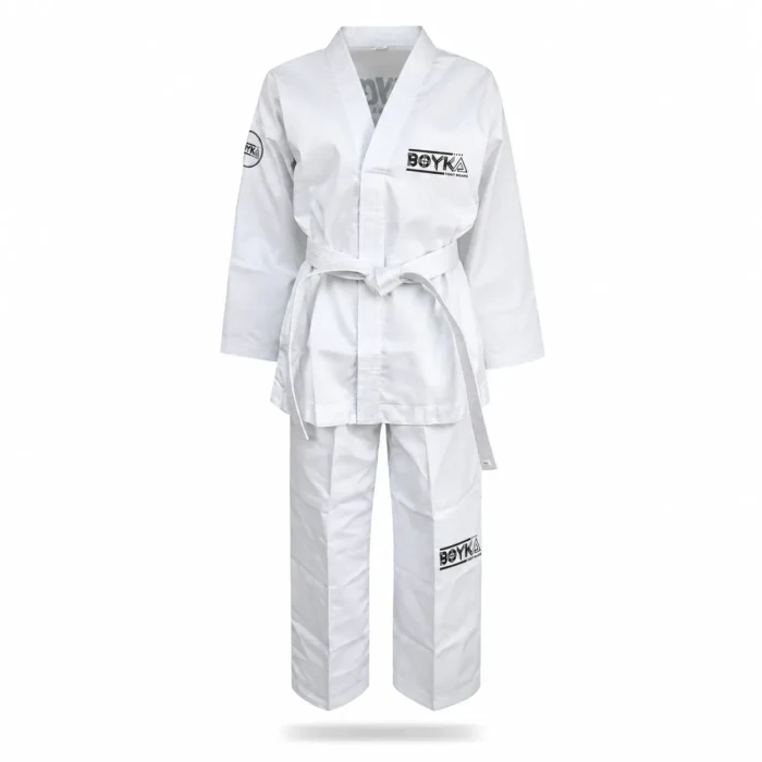 Boyka All-White ITF Taekwondo Uniform with White Belt