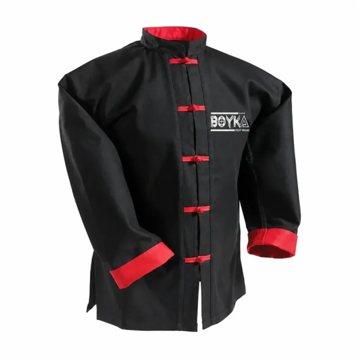 Boyka Black Kung Fu Jacket with Red Frog Buttons