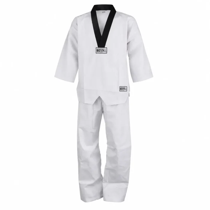 Boyka White Taekwondo Uniform with Black V-Neck Collar