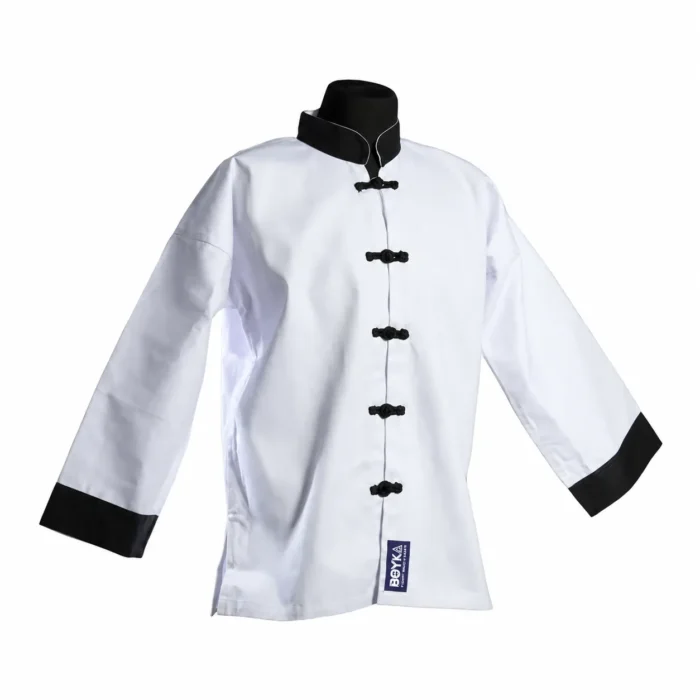 Boyka White Kung Fu Jacket with Black Frog Buttons