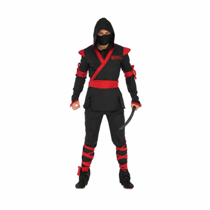 Boyka Black Ninja Warrior Costume with Red Trim and Shoulder Armor
