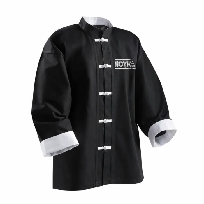 Boyka Black Satin Kung Fu Uniform with White Trim