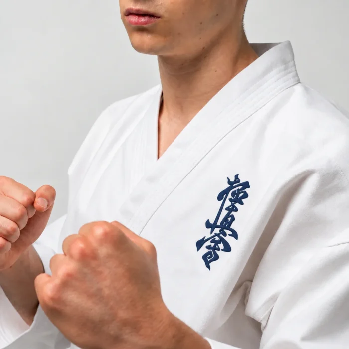 Kyokushin Karate Gi – White (Navy Logo)