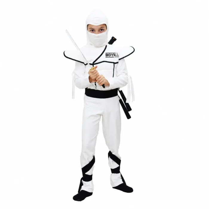 Boyka White Ninja Costume with Black Trim for Kids