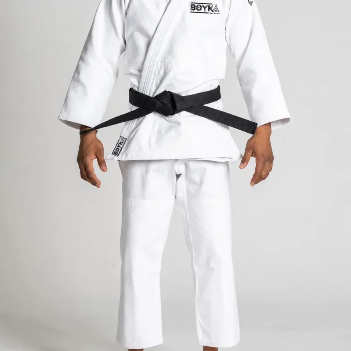 Boyka White Judo Gi with Black Shoulder Patches and Black Belt