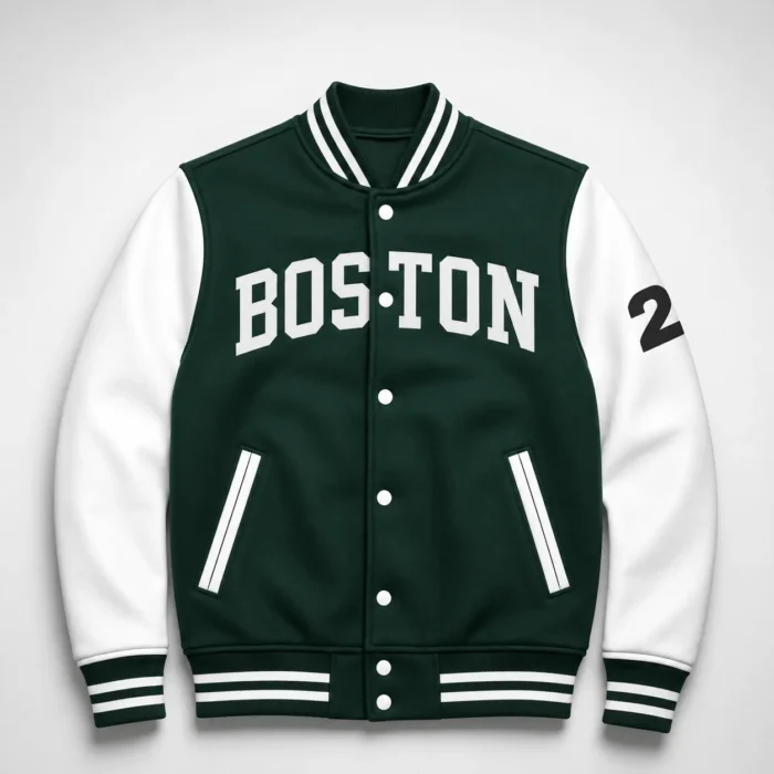Classic Varsity Jacket – Green & White