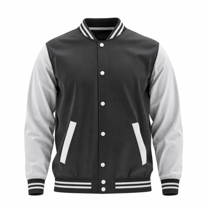Classic Varsity Jacket – Charcoal & White