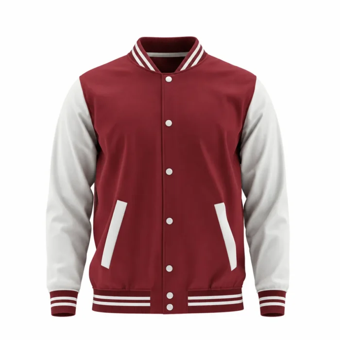 Classic Varsity Jacket – Burgundy & White