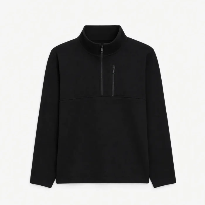 Quarter-Zip Pullover Sweatshirt – Black
