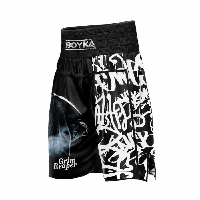 Grim Reaper Boxing Shorts – Black & White